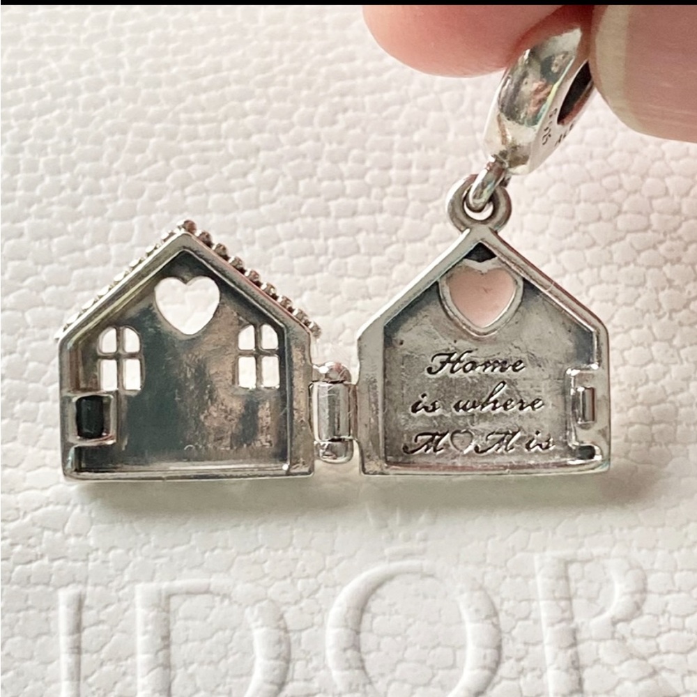 Authentic Pandora Silver Pink Enamel “Perfect Home” Opens Dangle Charm ~Retired